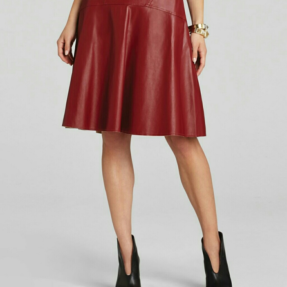 BCBGMAXAZRIA Merlot Leather Skirt